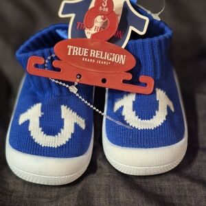True Religion Baby Blue Knit Slip-On Shoes